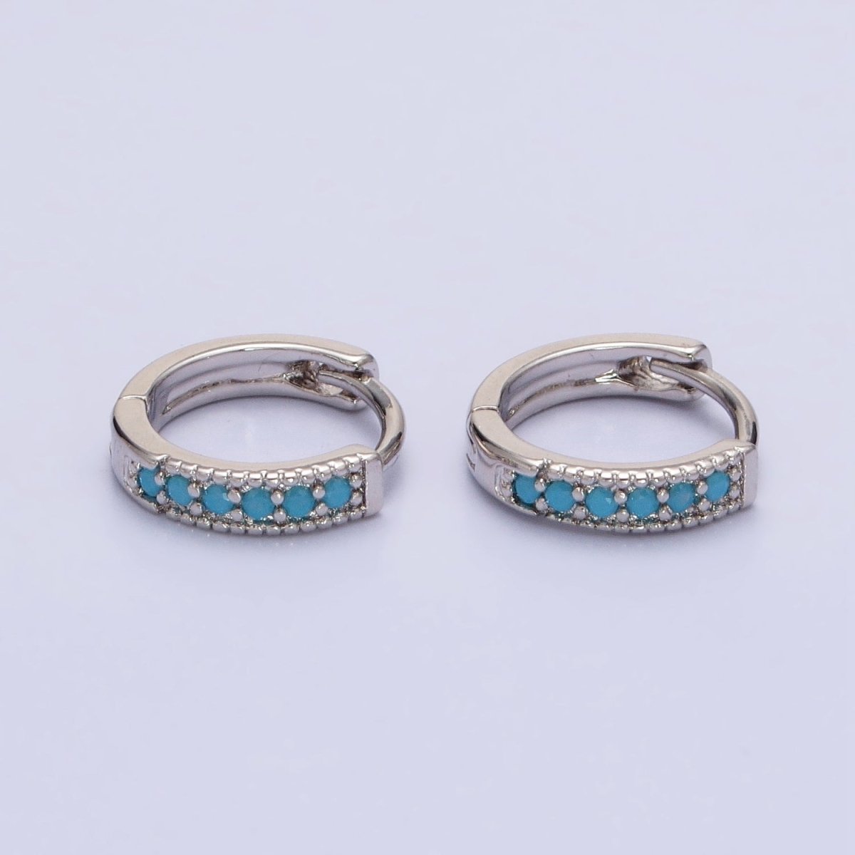 18K Gold Filled Clear, Turquoise, Green, Multicolor CZ 12mm Cartilage Huggie Earrings in Gold & Silver | AD1336 - AD1343