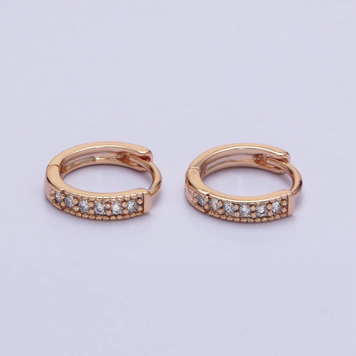 18K Gold Filled Clear, Turquoise, Green, Multicolor CZ 12mm Cartilage Huggie Earrings in Gold & Silver | AD1336 - AD1343