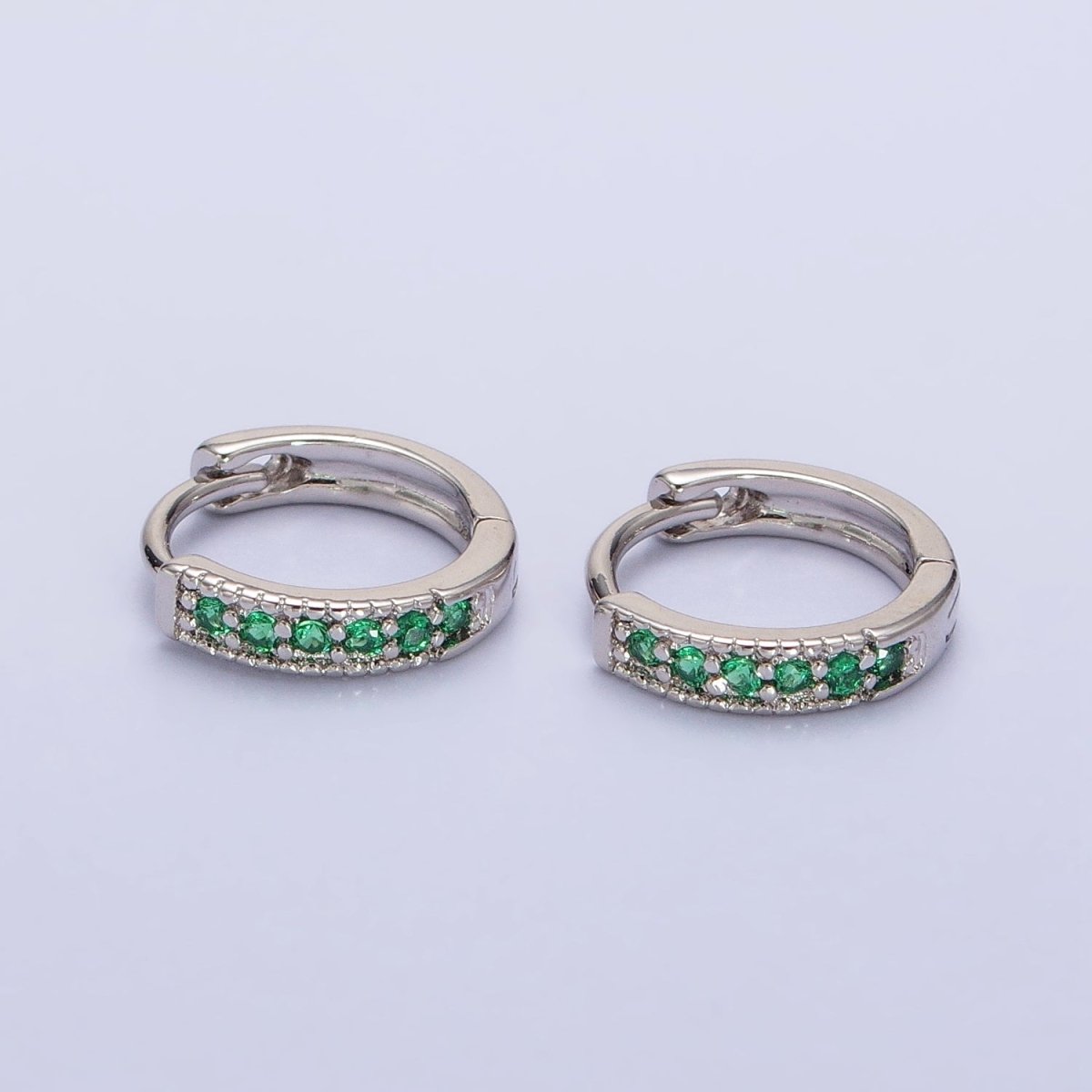 18K Gold Filled Clear, Turquoise, Green, Multicolor CZ 12mm Cartilage Huggie Earrings in Gold & Silver | AD1336 - AD1343