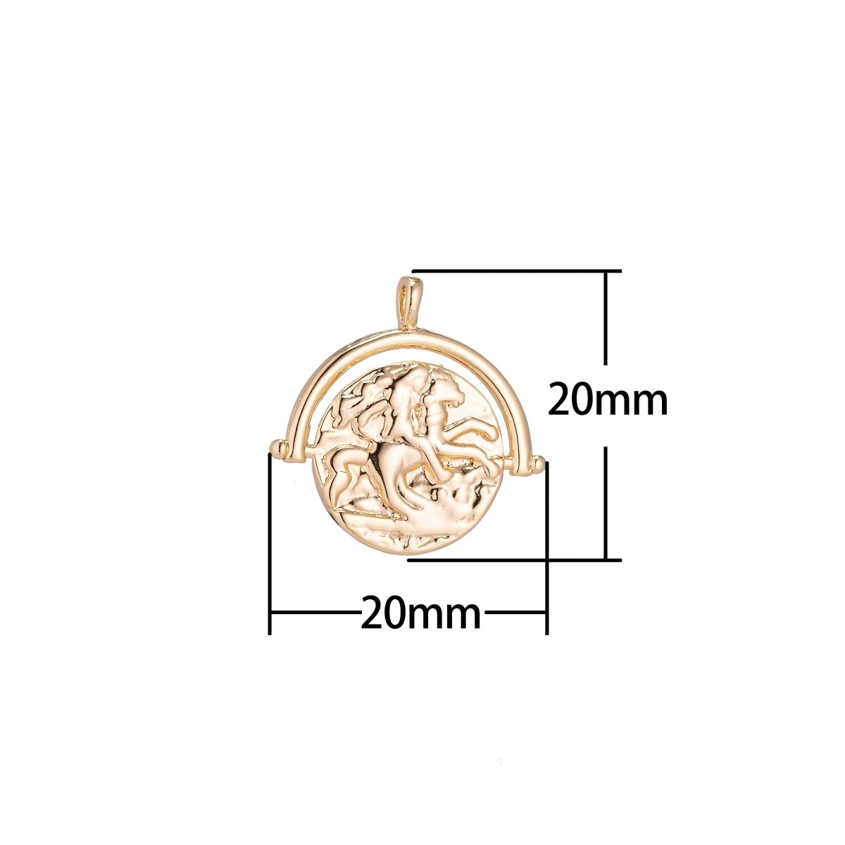 18k Gold Filled Coin Lady Godiva Horse Charm Pendant C-034