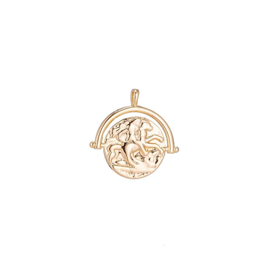 18k Gold Filled Coin Lady Godiva Horse Charm Pendant C-034