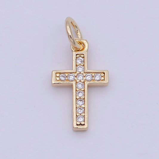 18K Gold Filled CROSS Charm Minimalist Religious Jewelry Supply W-177