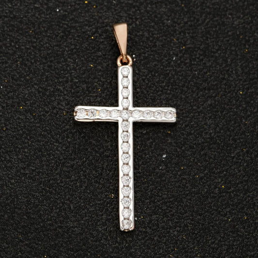 18k Gold Filled Cross Charms, Micro Pave Cross Pendant for Religious Necklace Jewelry Making Supply N-1420