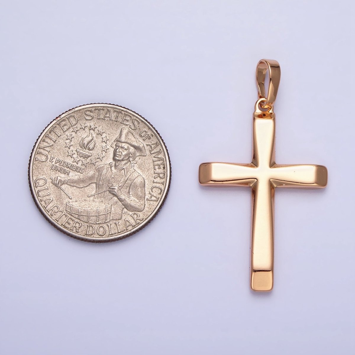 18K Gold Filled Cross Pendant Minimalist Cross Charm Religious Jewelry Making AA244