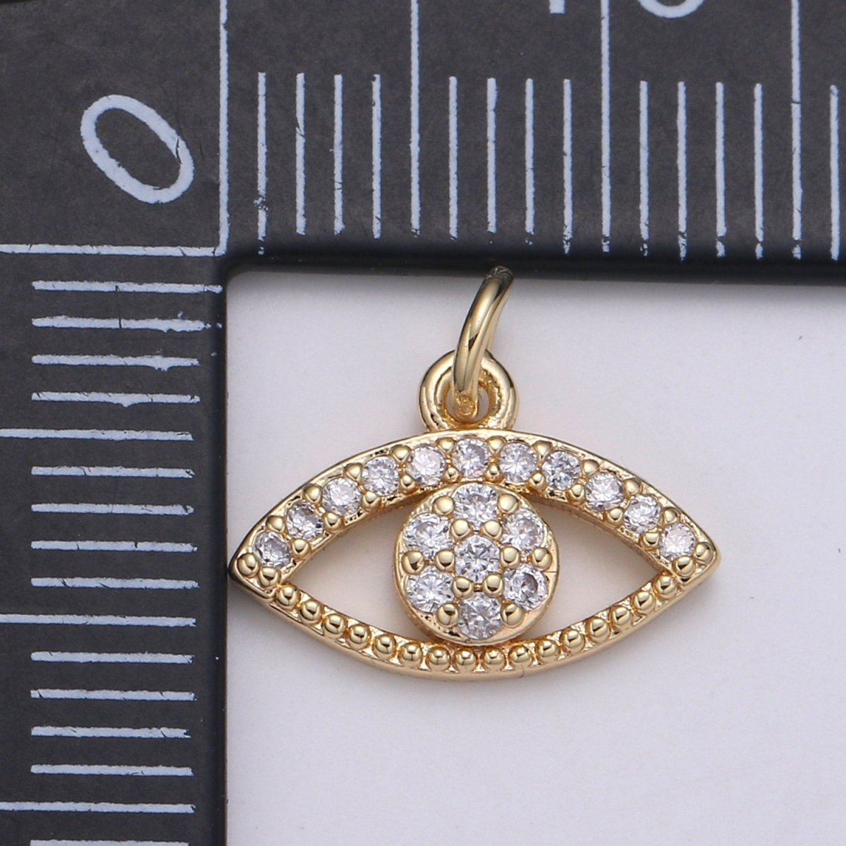 18K Gold Filled Crystal Eye Charm - E-098