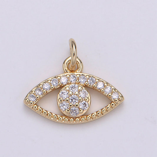 18K Gold Filled Crystal Eye Charm - E-098