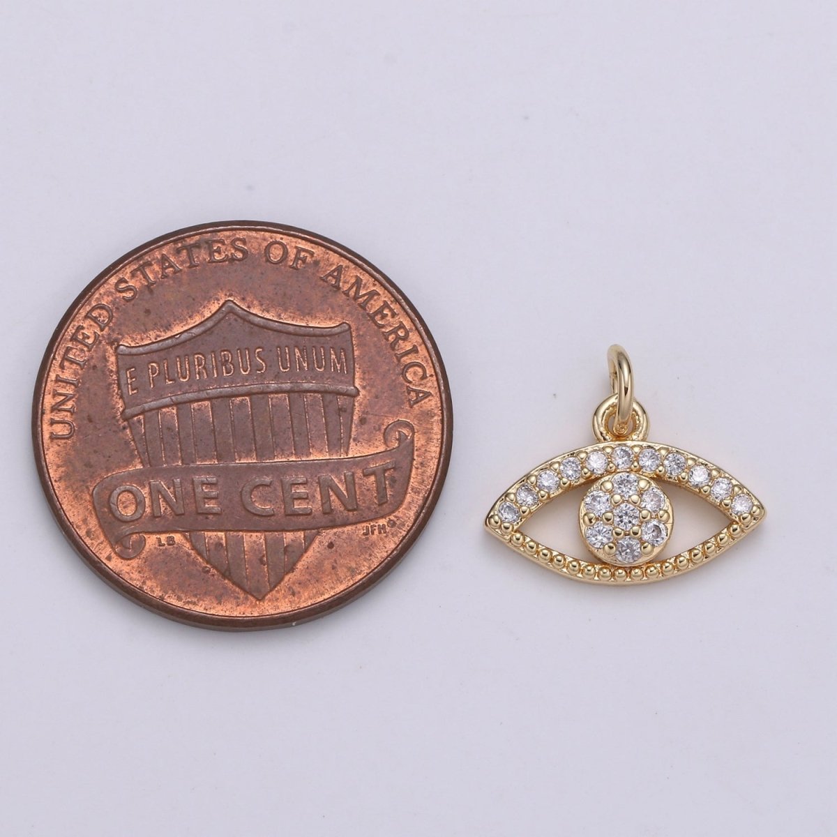 18K Gold Filled Crystal Eye Charm - E-098
