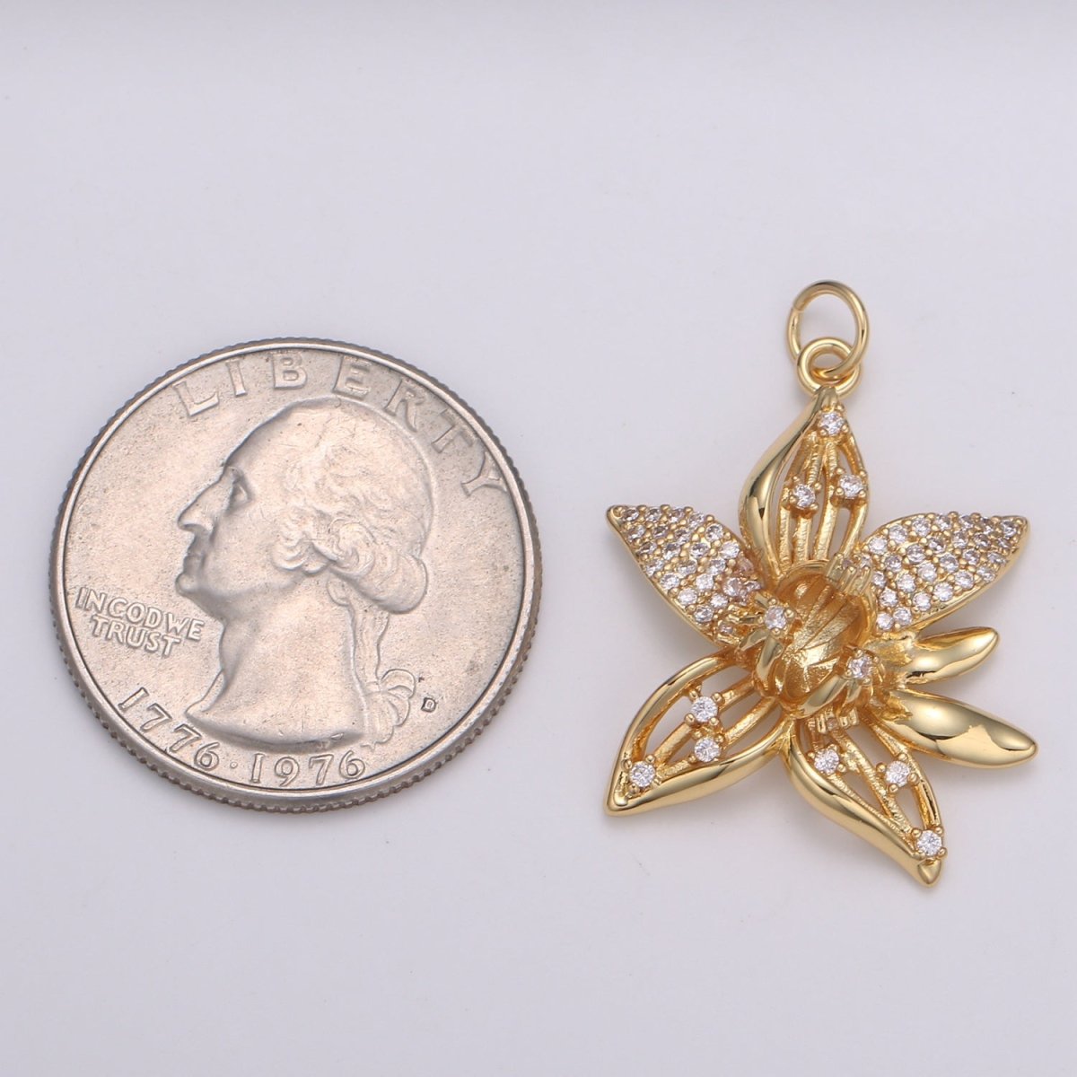 18K Gold Filled Crystal Flower Charm  E-207
