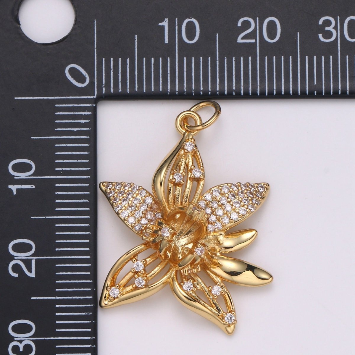 18K Gold Filled Crystal Flower Charm  E-207