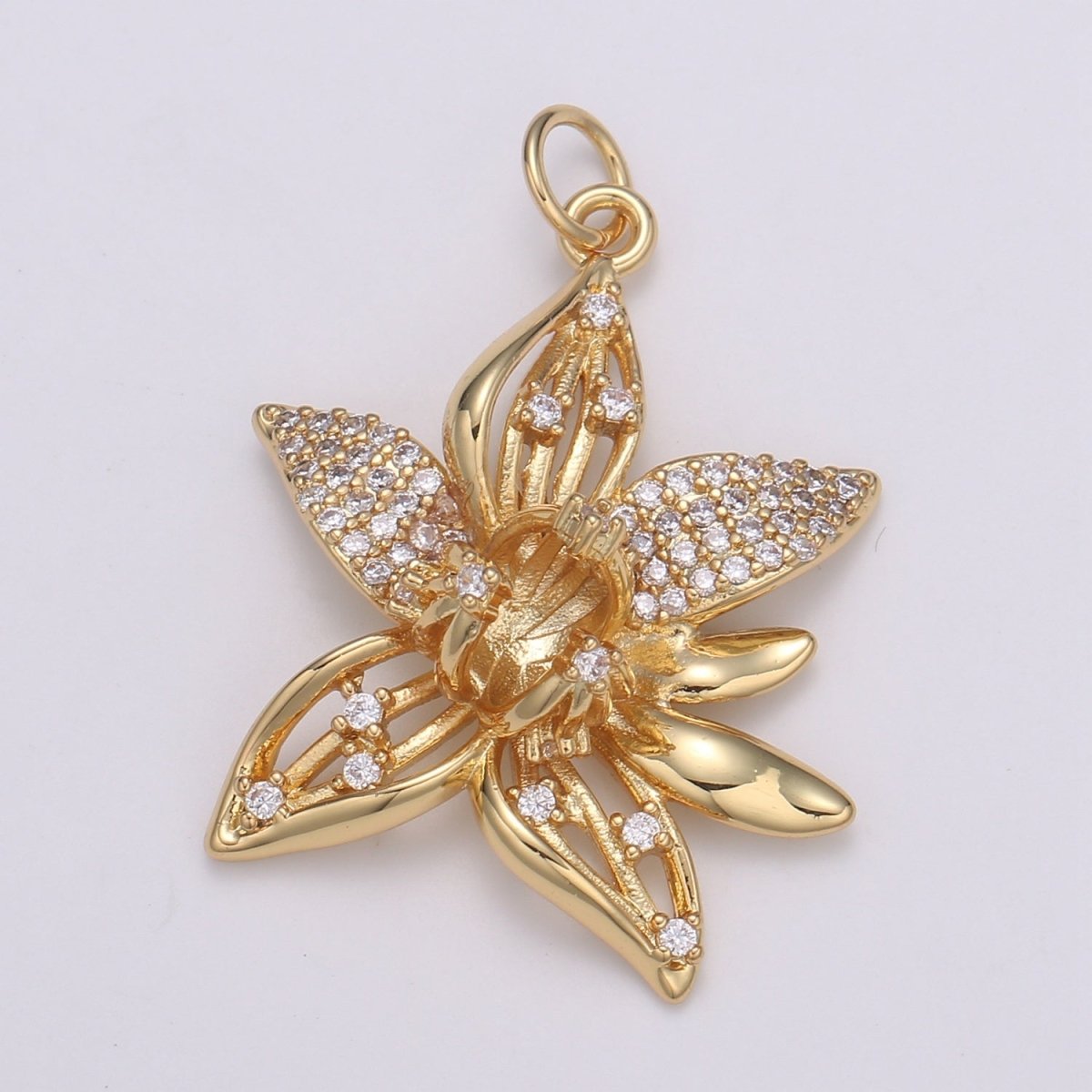 18K Gold Filled Crystal Flower Charm  E-207