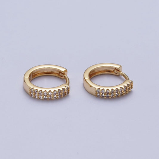 18k Gold Filled Cubic Zirconia Hoops Earrings Minimalist Gold Hoops Diamond Micro Pave CZ Dainty Gold Hoops P-242