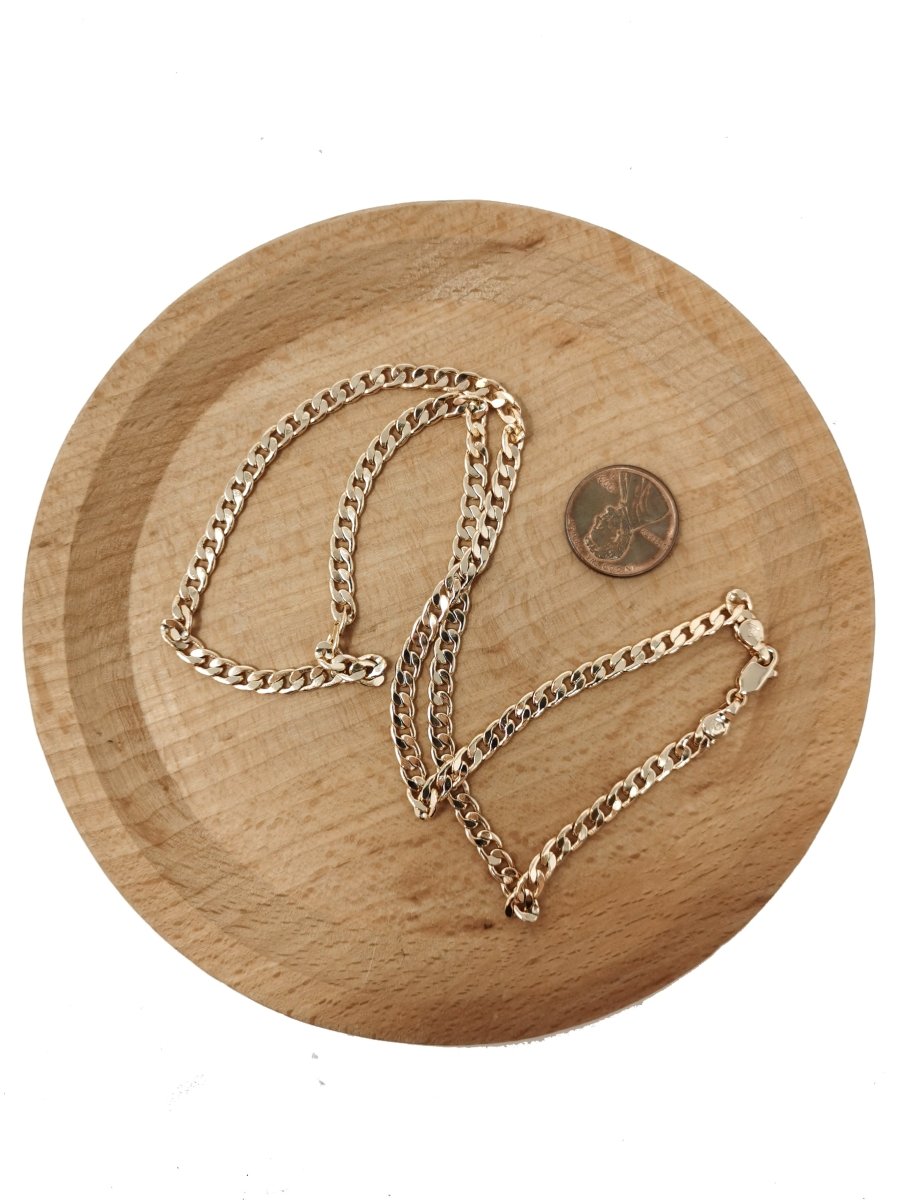 18K Gold Filled Curb Chain Necklace, 19.6 Inches Curb Finished Chain Necklace For Necklace Jewelry Making, 4mm Width Curb Necklace w/ Lobster Clasps | CN-684  Clearance Pricing