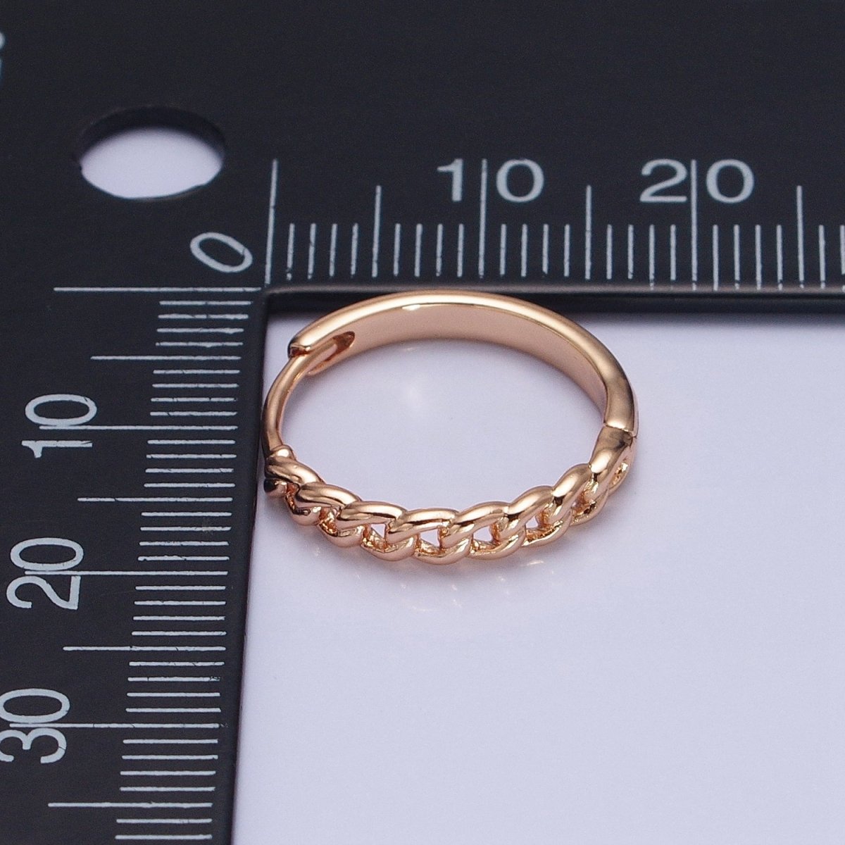 18K Gold Filled Curb Link Chain Endless Hoop Huggie Earrings |AD-1411
