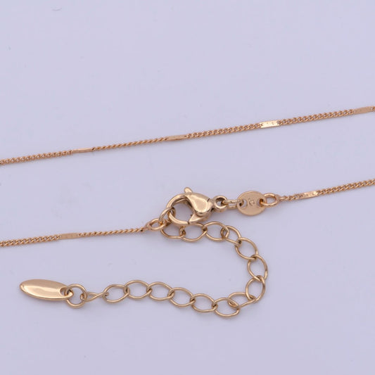 18k Gold Filled Curb Necklace Dainty Curb Necklace 18 inch + 2 inch Extender long Ready to Wear Chain | WA-475 Clearance Pricing