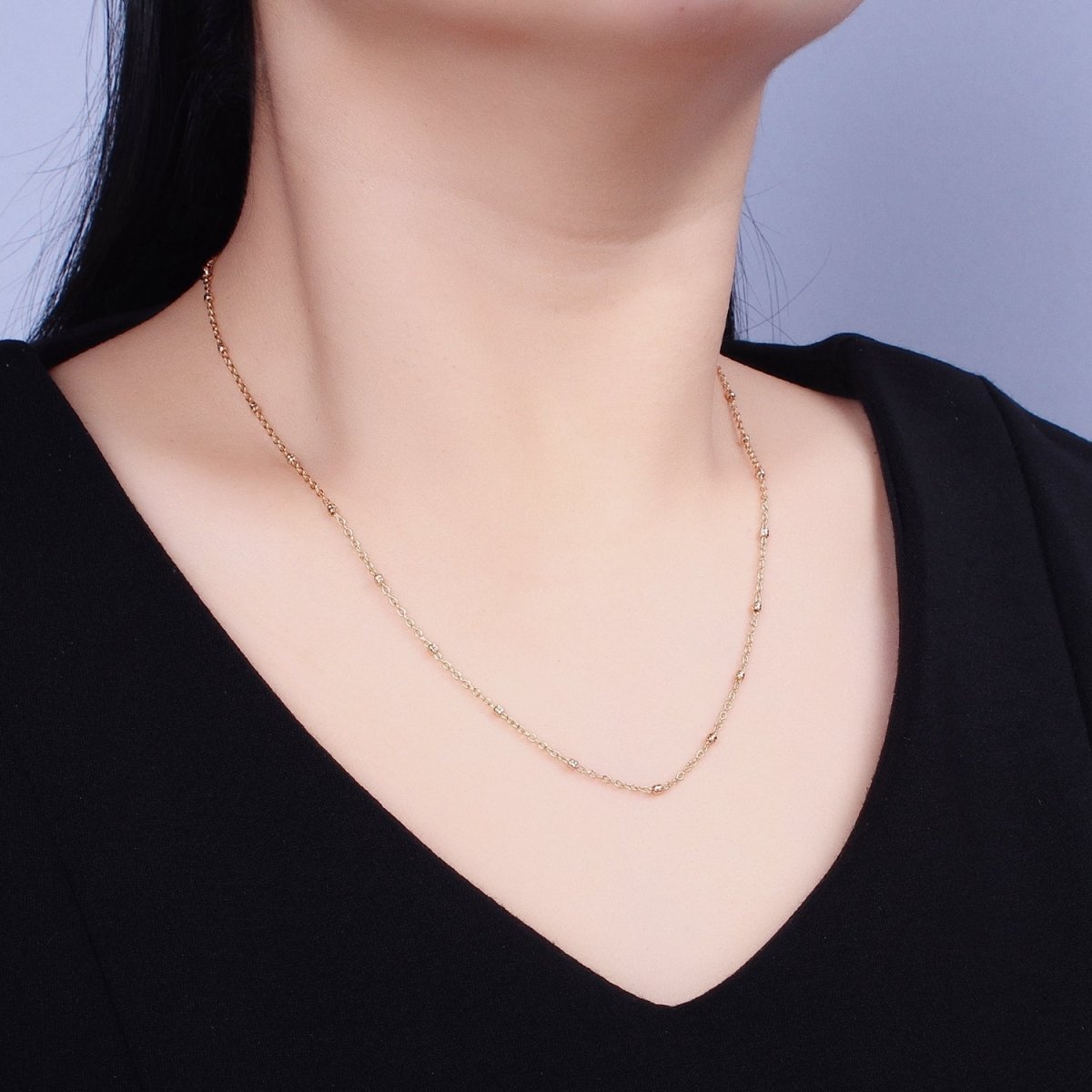 18K Gold Filled Dainty 1.2mm Satellite Chain Necklace 17.75 inch Long for Layer Necklace Component | WA-1684 Clearance Pricing