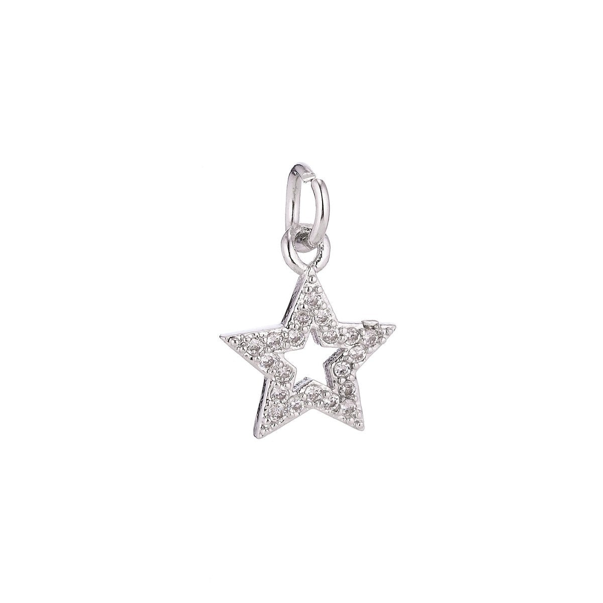 18K Gold Filled Dainty Cute Shining Star Stars Cubic Zirconia Necklace Pendant Bracelet Earring Charm for Jewelry Making C-071
