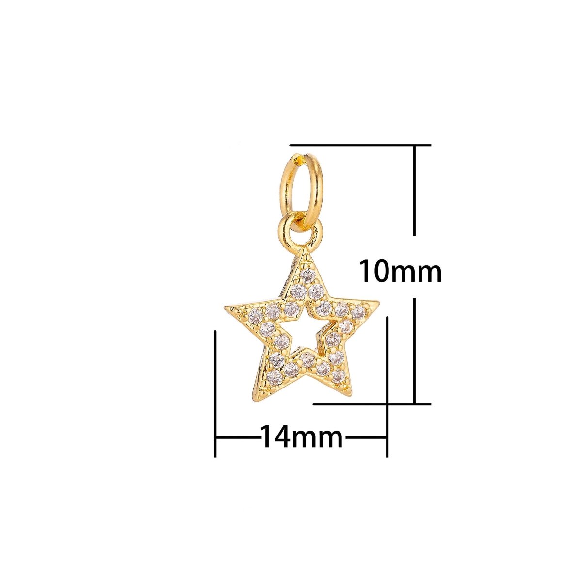 18K Gold Filled Dainty Cute Shining Star Stars Cubic Zirconia Necklace Pendant Bracelet Earring Charm for Jewelry Making C-071