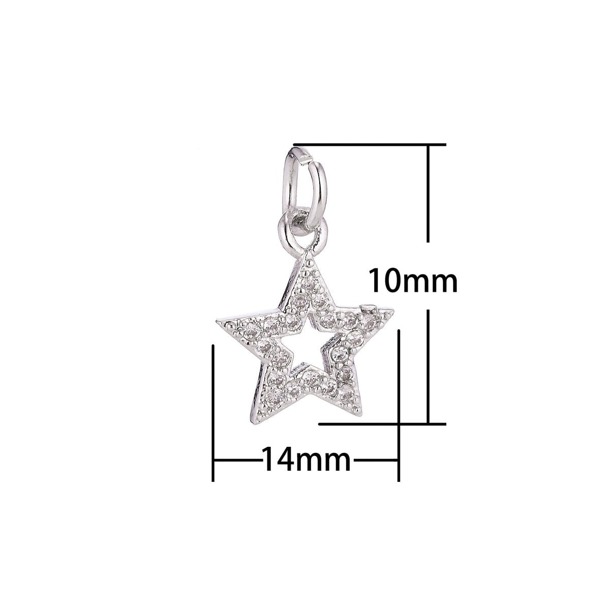 18K Gold Filled Dainty Cute Shining Star Stars Cubic Zirconia Necklace Pendant Bracelet Earring Charm for Jewelry Making C-071