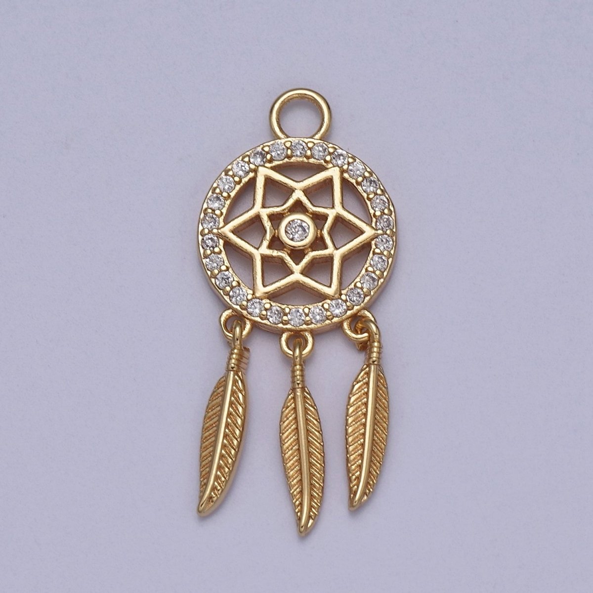 18k Gold Filled Dainty Dream Catcher Charm Bracelet Necklace Pendant Boho Charm for Jewelry Making Bohemian Inspired C-254