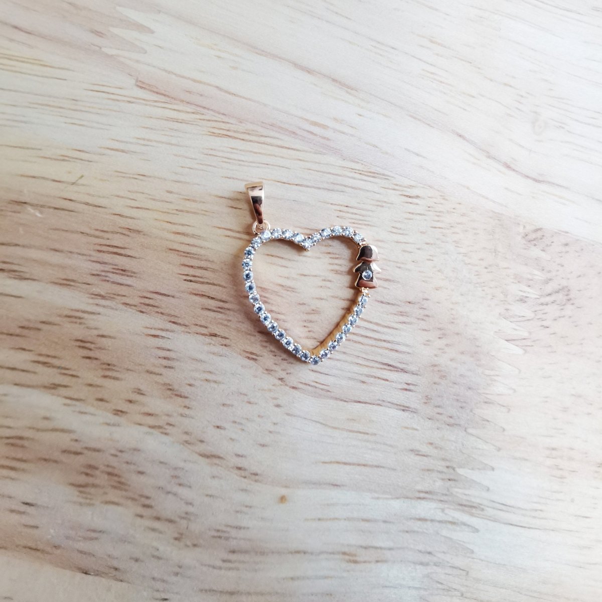 18K Gold Filled Dainty Love Heart Overlay Micro Pave CZ Cute Little Girl On Heart Bracelet Charm Necklace Pendant with Bails Findings I-825