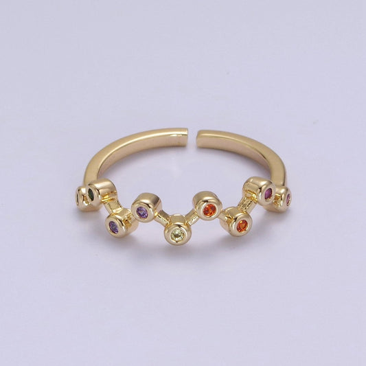 18K Gold Filled Dainty Ring  Thin Cz Multicolored Rings - Colorful Stacking Ring - Minimalist Jewelry S-520
