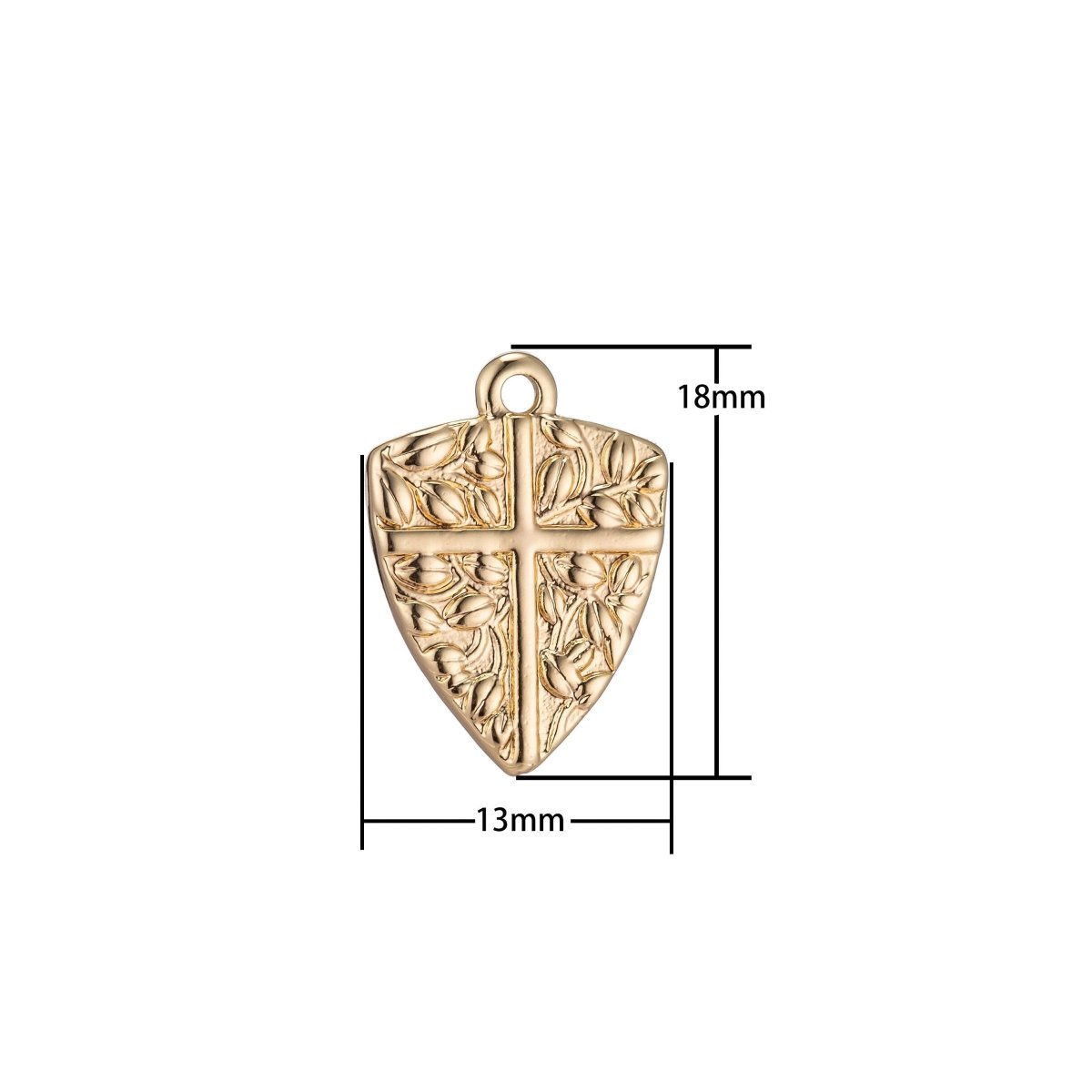 18k Gold filled Dainty Shield Charm Medieval Knight Cross Medallion Pendant for Necklace Earring Bracelet CharmC-325