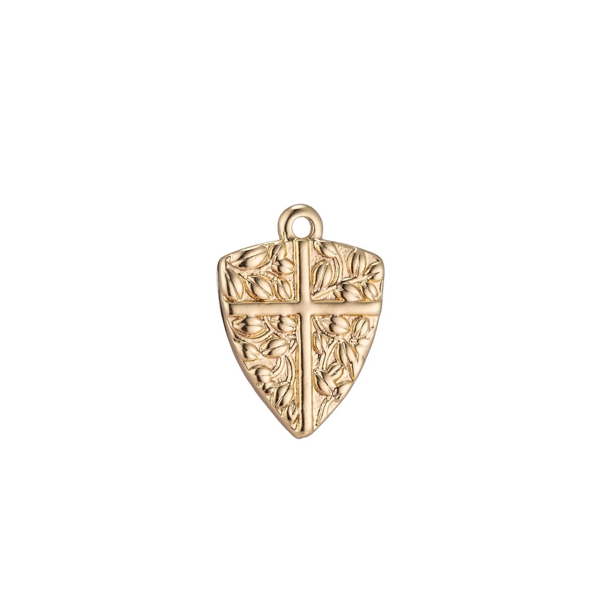18k Gold filled Dainty Shield Charm Medieval Knight Cross Medallion Pendant for Necklace Earring Bracelet CharmC-325