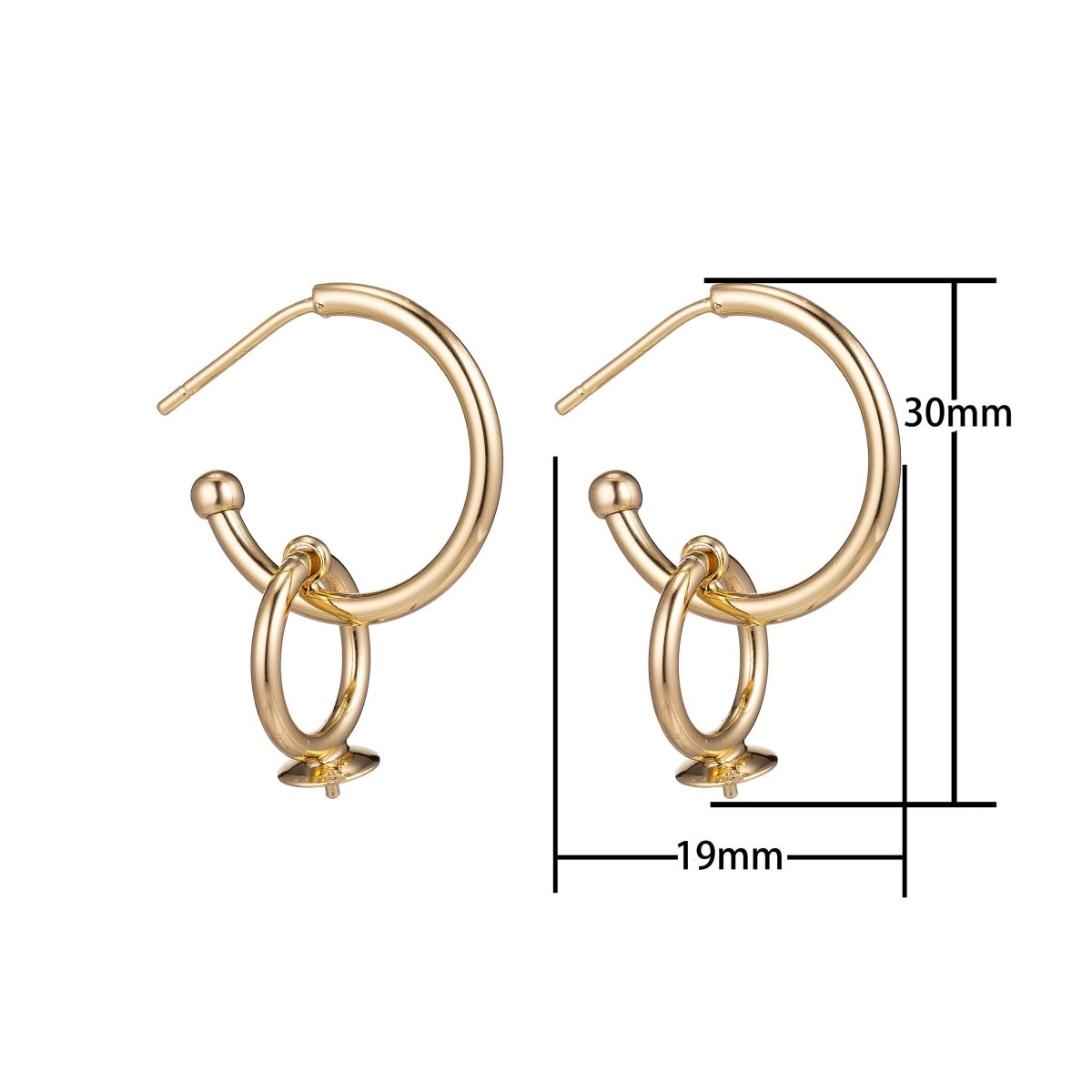 18k Gold Filled DIY Huggie Earrings with Loop, Stud Earrings, Crafted Hoop Earring Making Findings for Jewelry Making Supplies K-015