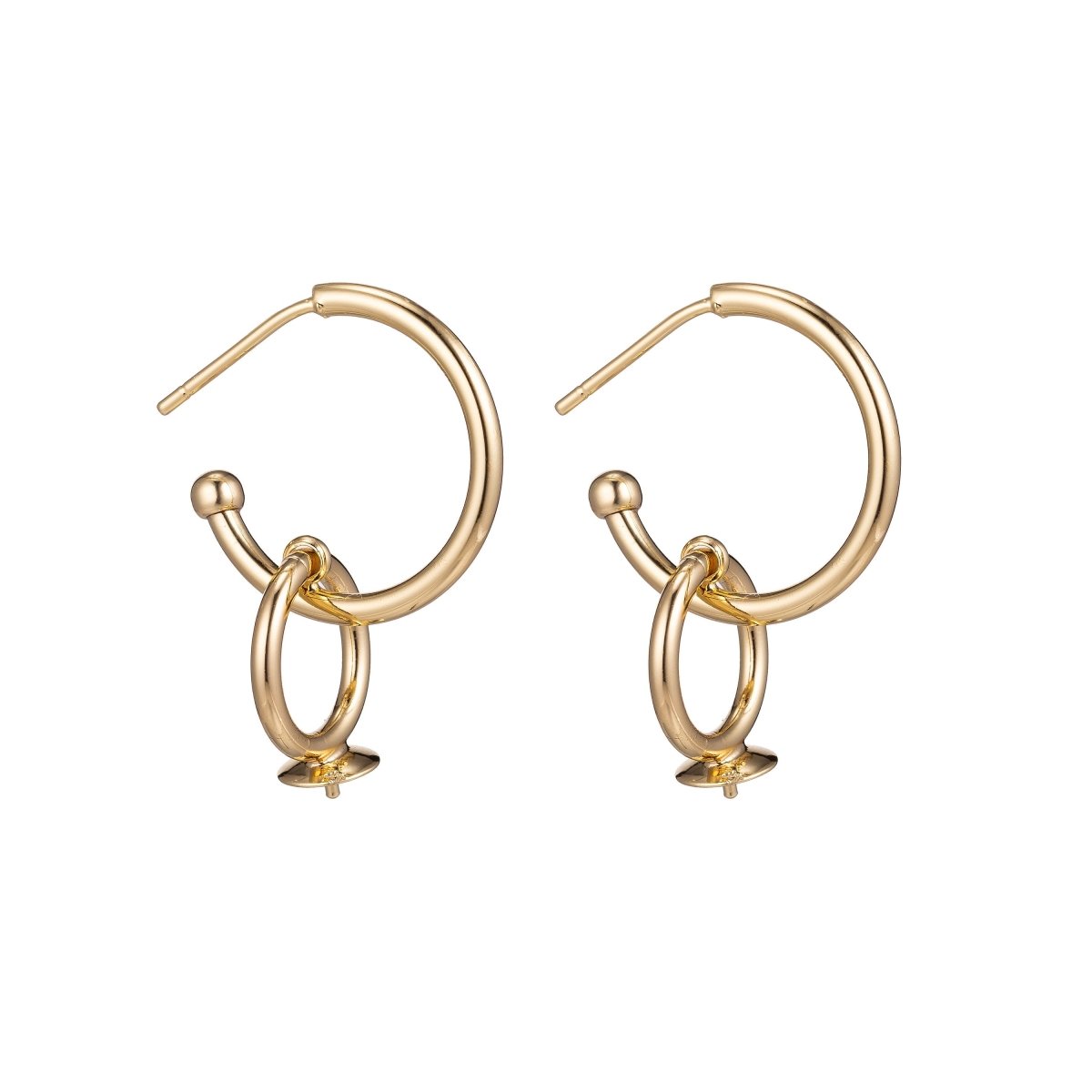 18k Gold Filled DIY Huggie Earrings with Loop, Stud Earrings, Crafted Hoop Earring Making Findings for Jewelry Making Supplies K-015