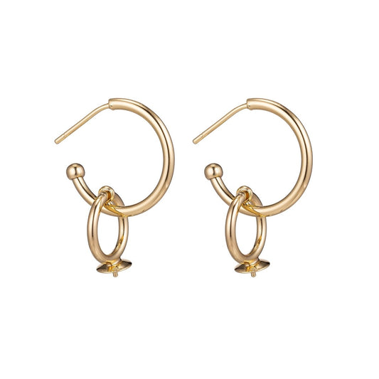 18k Gold Filled DIY Huggie Earrings with Loop, Stud Earrings, Crafted Hoop Earring Making Findings for Jewelry Making Supplies K-015