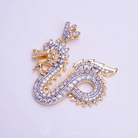 18k Gold Filled Dragon Pendant Chinese Zodiac Animal Charm for Necklace Statement Jewelry AA-753