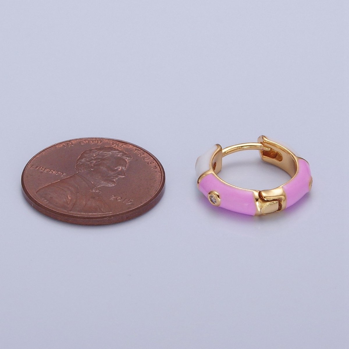 18k Gold Filled Enamel Hoops, Multi Color Mini Hoop Earrings, cz Enamel Hoops, Rainbow Hoops, Dainty Colored Hoop T-402 ~ T-404