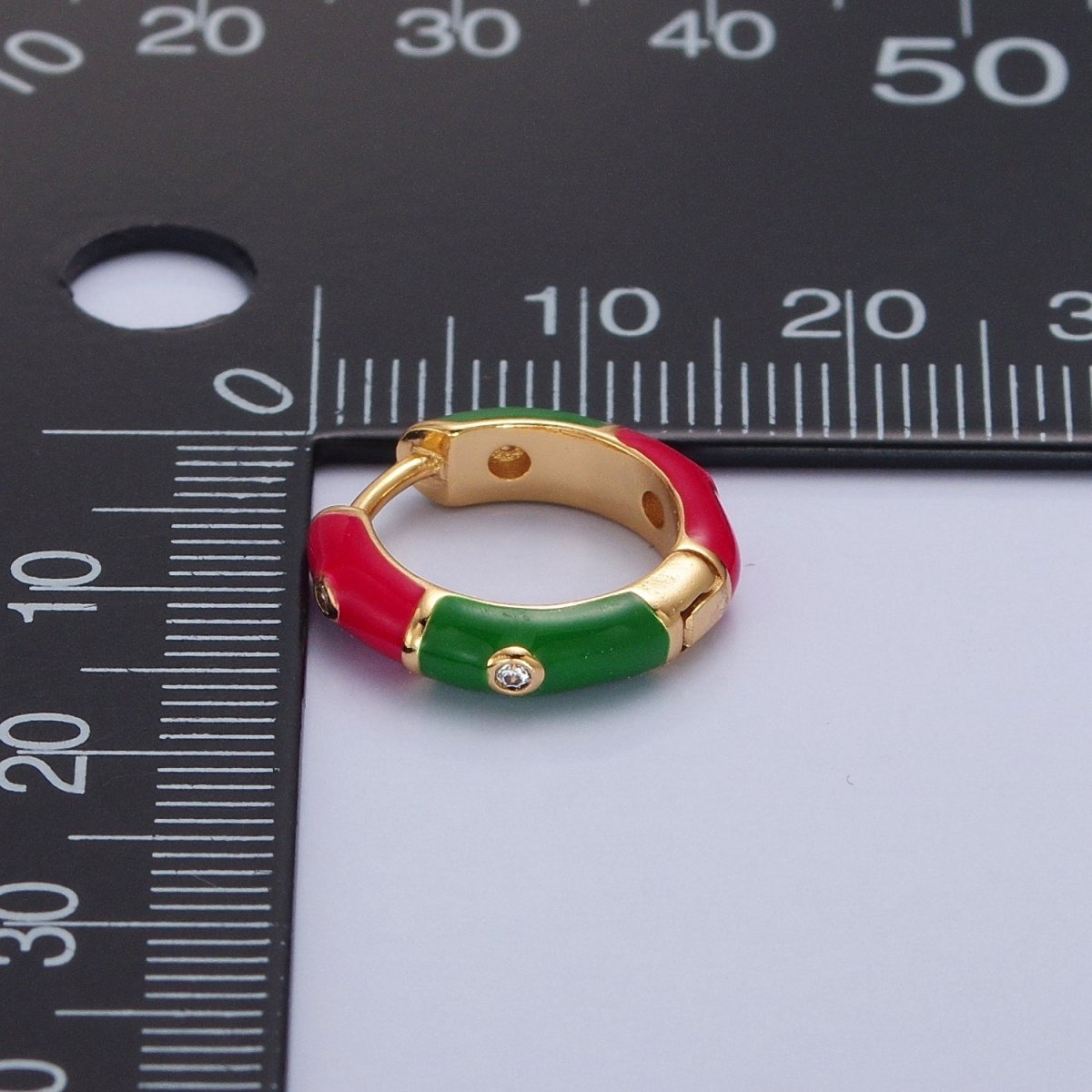 18k Gold Filled Enamel Hoops, Multi Color Mini Hoop Earrings, cz Enamel Hoops, Rainbow Hoops, Dainty Colored Hoop T-402 ~ T-404