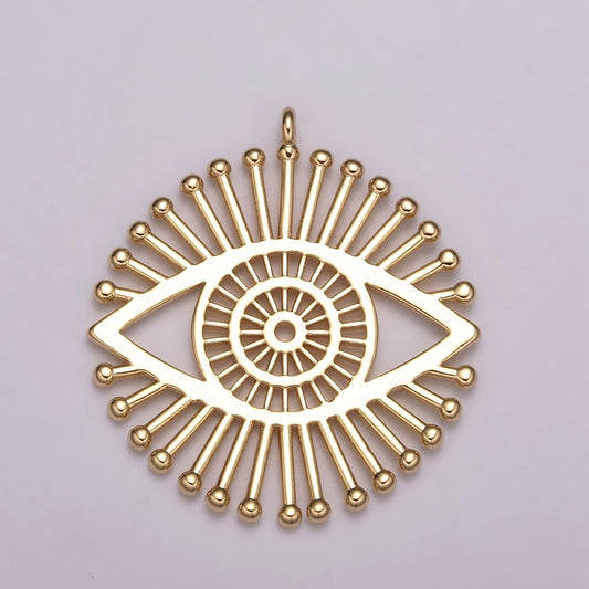 18K Gold Filled Evil Eye Charm Round Eye Medallion Disc charm for Necklace Earring Bracelet Supply N-177