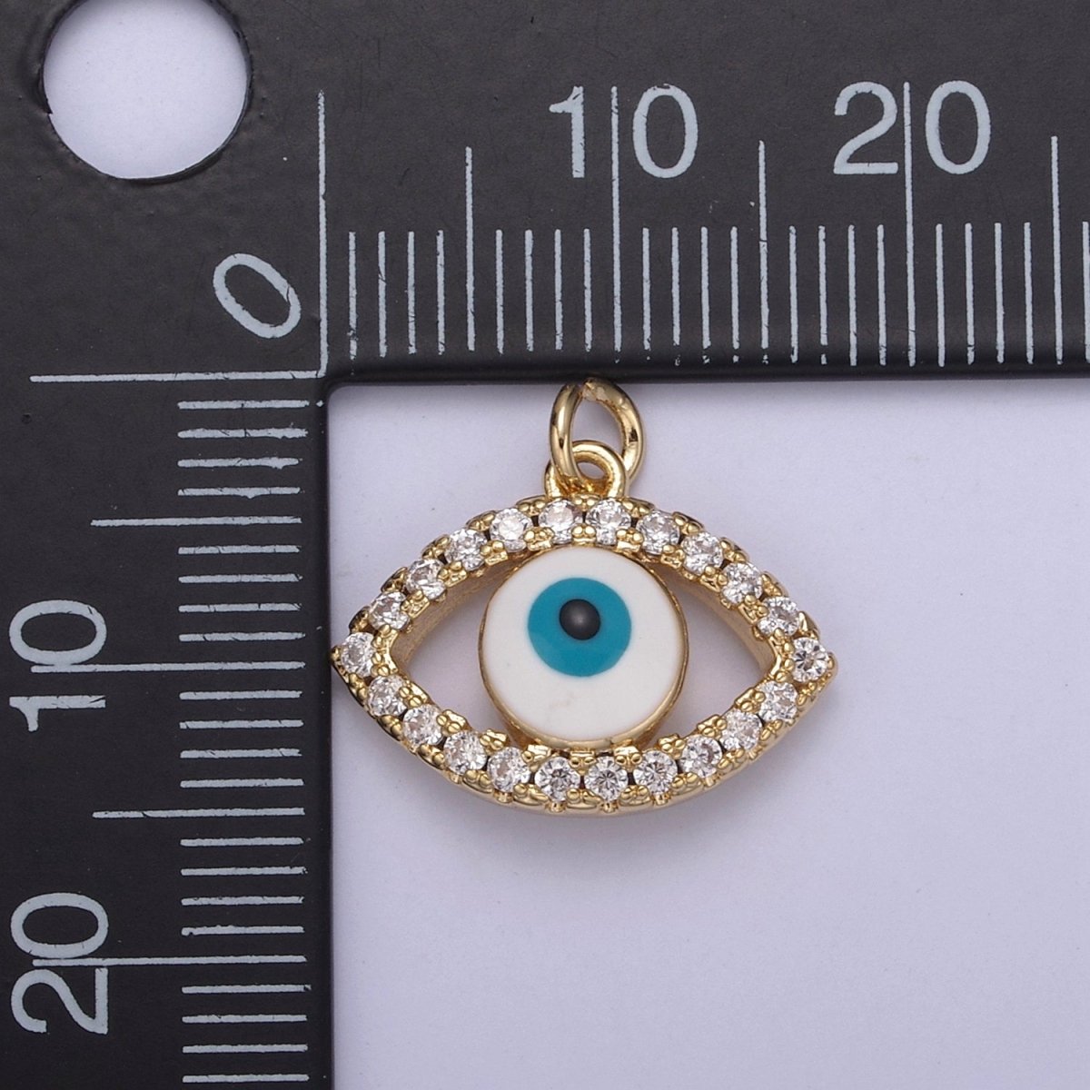 18K Gold Filled Evil Eye Gold Charm Cubic Zirconia Cz Eye Charm Dainty Good Luck and Protection Charm N-358
