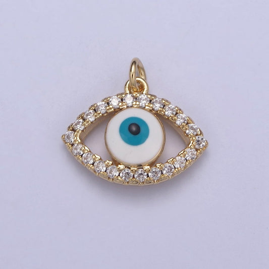 18K Gold Filled Evil Eye Gold Charm Cubic Zirconia Cz Eye Charm Dainty Good Luck and Protection Charm N-358