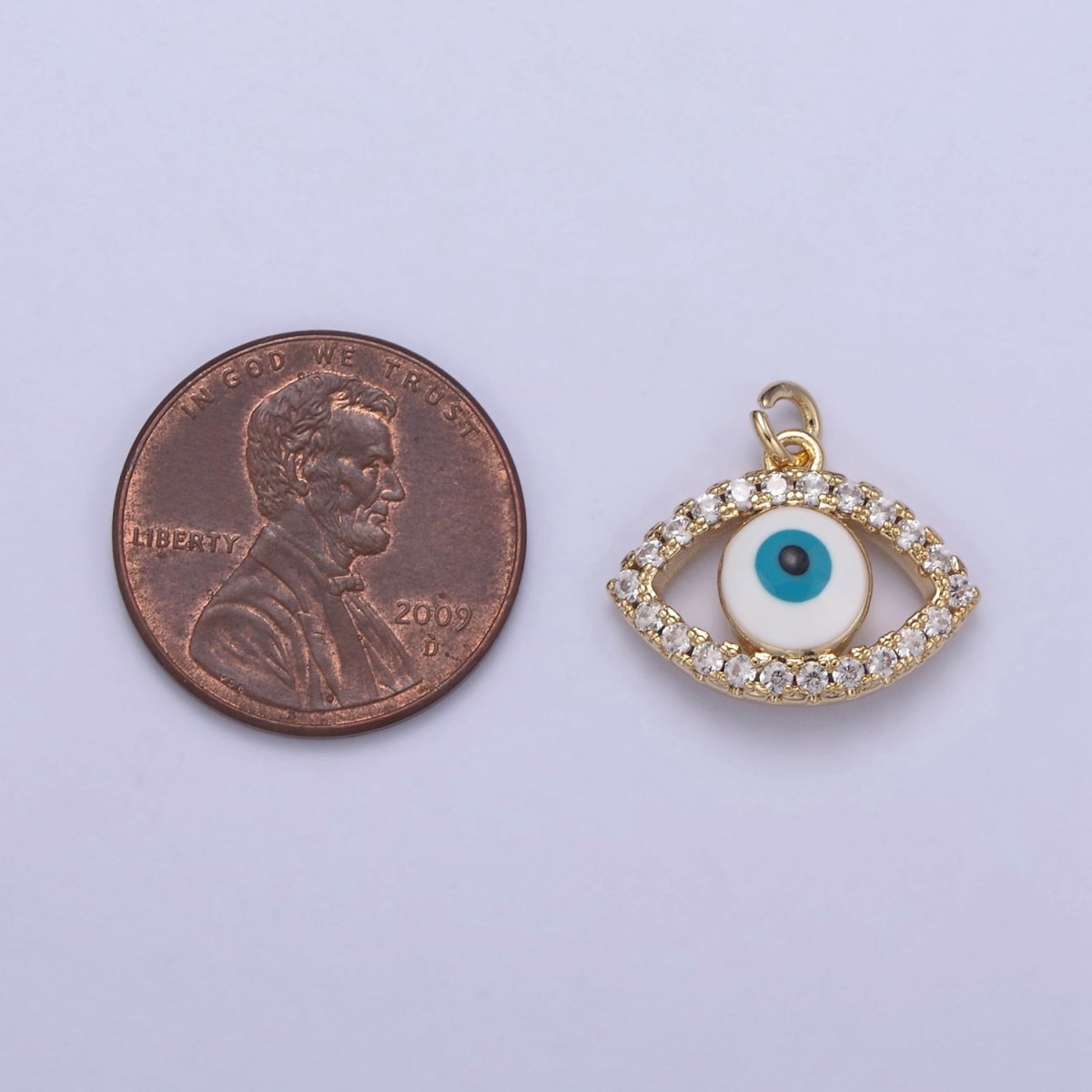 18K Gold Filled Evil Eye Gold Charm Cubic Zirconia Cz Eye Charm Dainty Good Luck and Protection Charm N-358