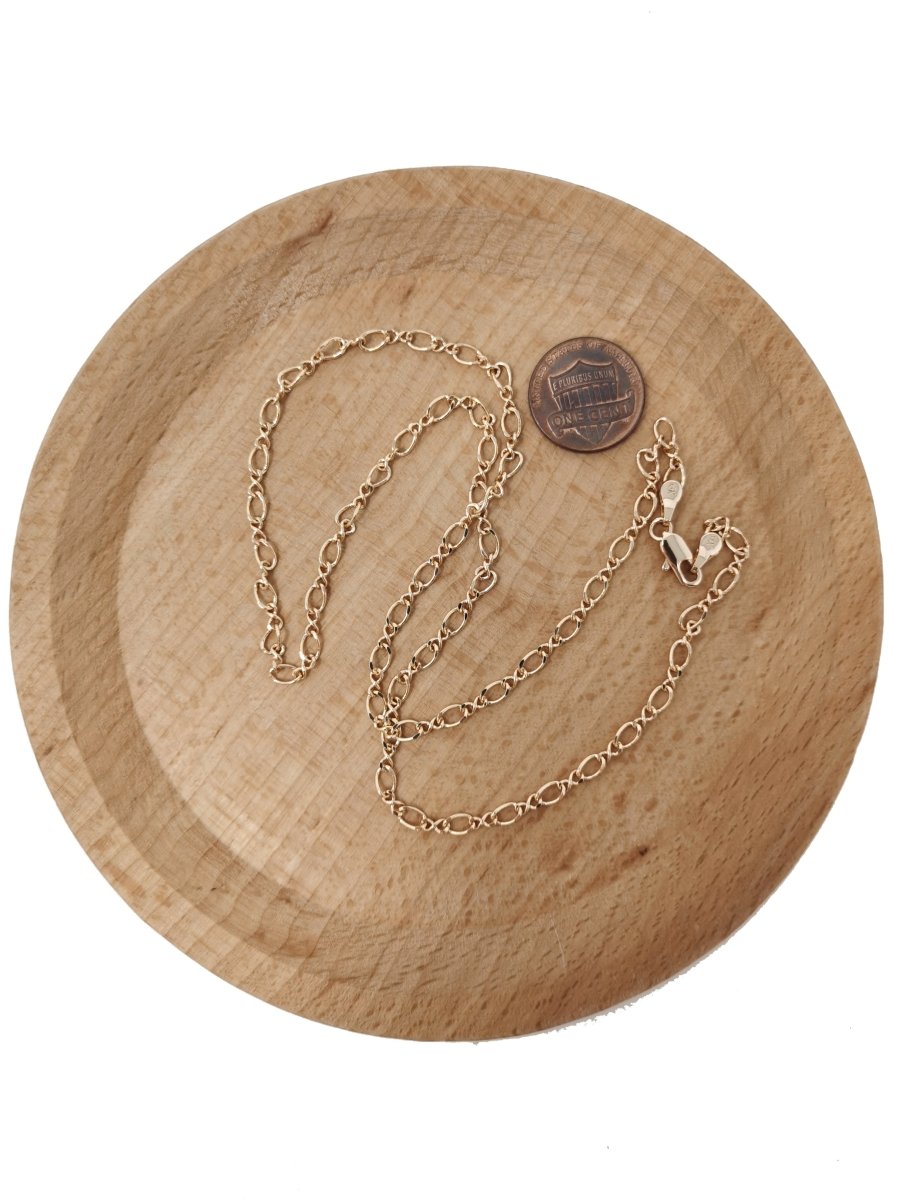 18K Gold Filled Figure 8 infinity Chain Necklace, 19.6" Figure 8 Finished Chain For Jewelry Making, 3mm Width Figure Eight Necklace w/ Spring Ring | CN-590  Clearance Pricing