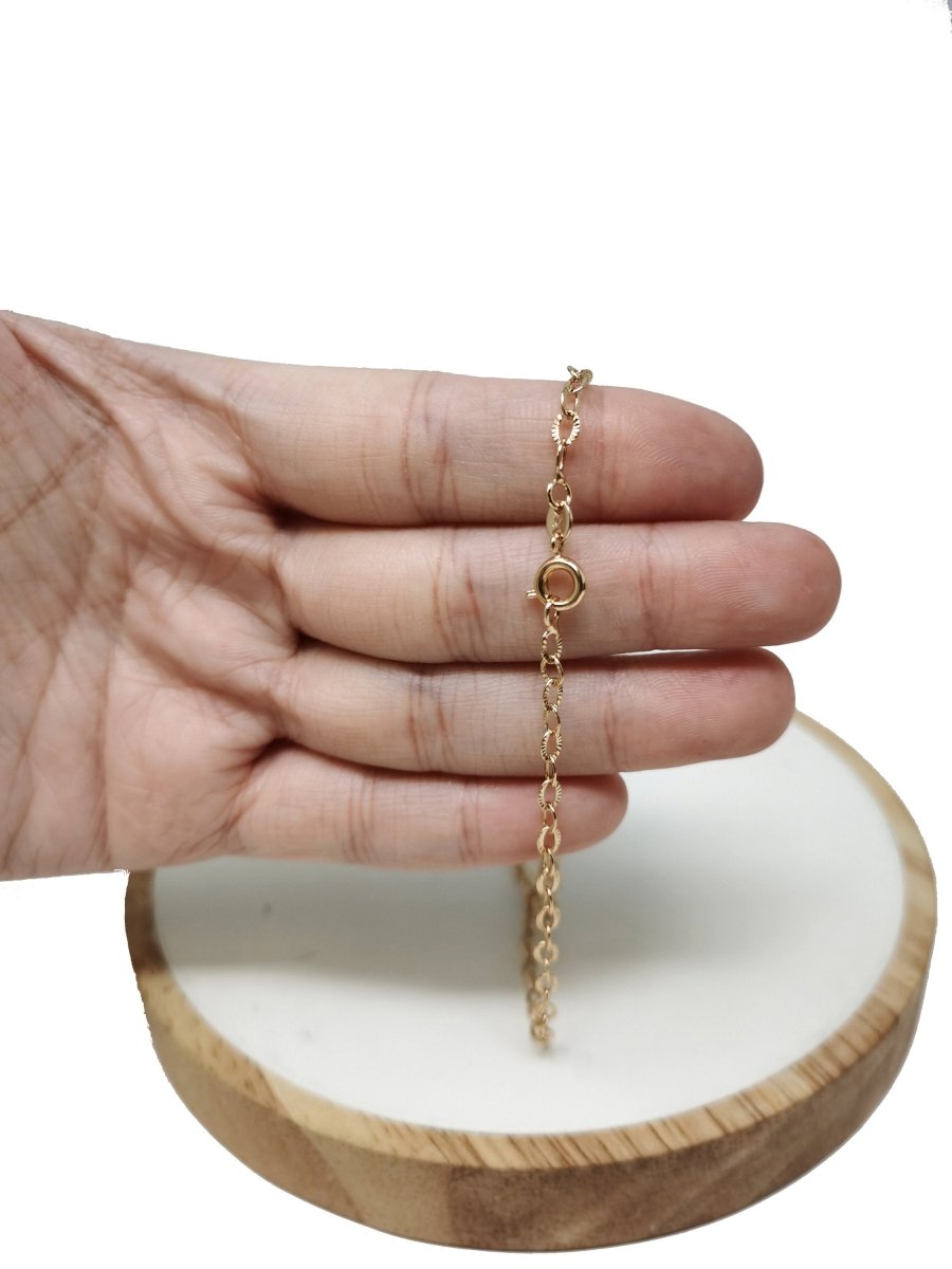 18K Gold Filled Finished Chain, 17.7 Inch Rolo Chain Necklace, Dainty 3mm Rolo Necklace w/ Spring Ring | CN-718  Clearance Pricing