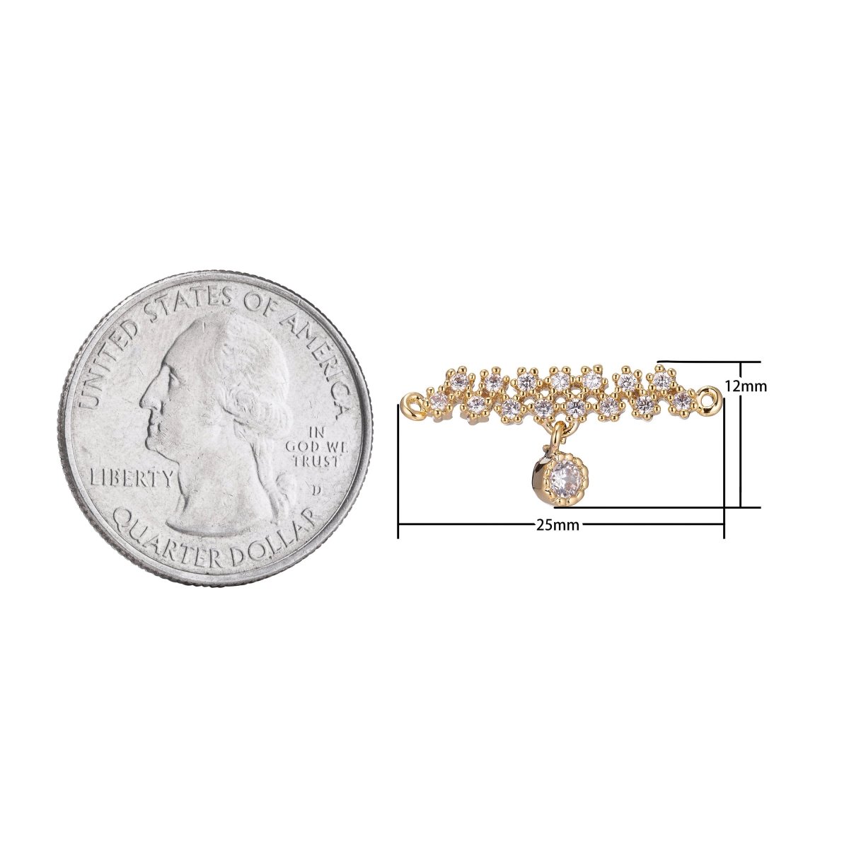 18K Gold Filled Flower Bar with Pendant Bracelet Charm Bead Finding Connector for earring necklace Jewelry Making F-005