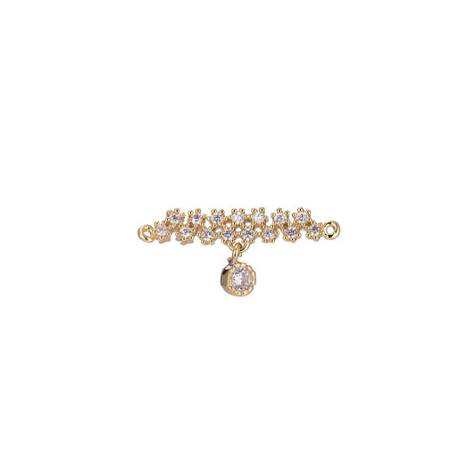 18K Gold Filled Flower Bar with Pendant Bracelet Charm Bead Finding Connector for earring necklace Jewelry Making F-005