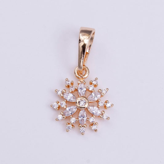 18K Gold Filled Flower Clear Marquise CZ Rosey Gold Pendant | AA530