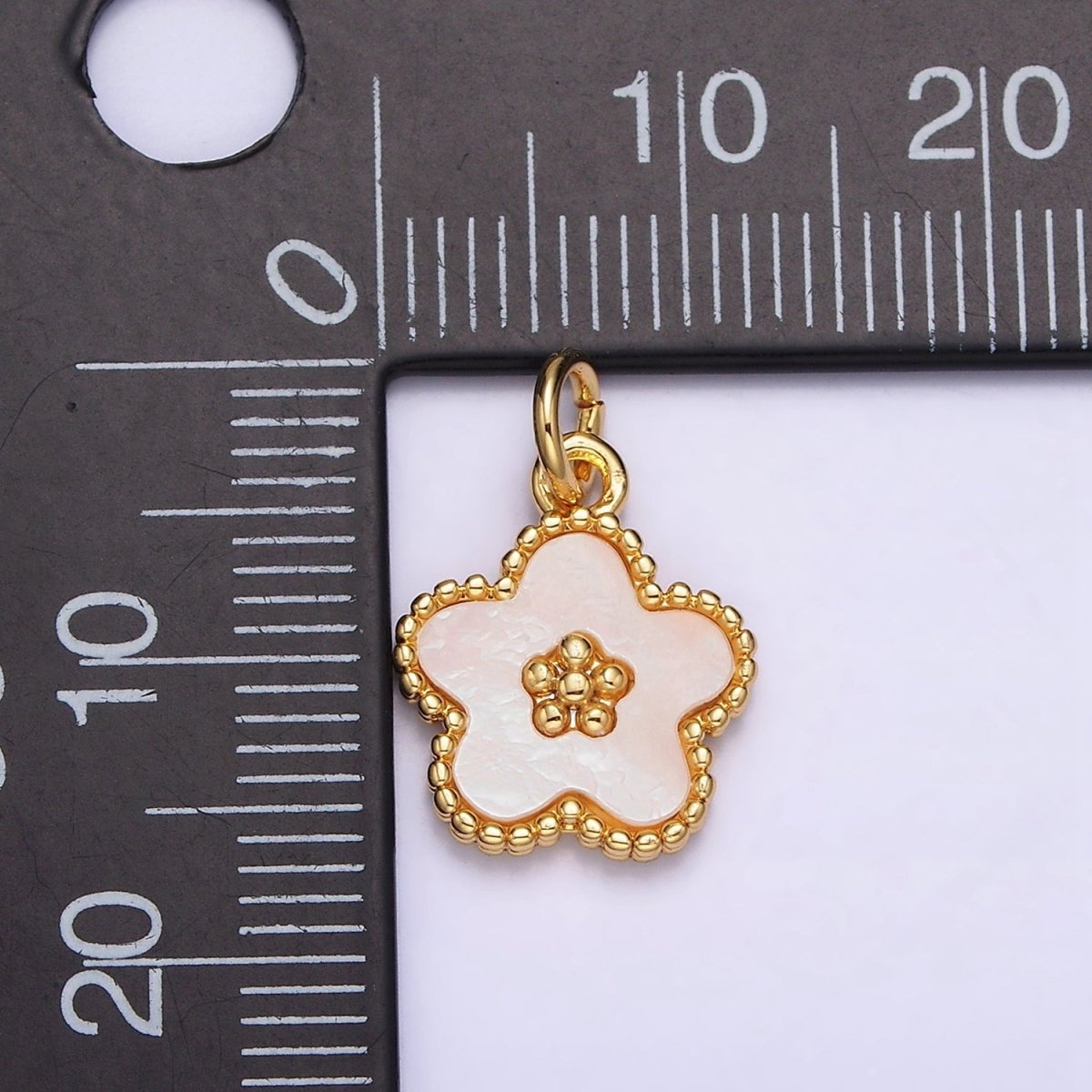18K Gold Filled Flower Shell Pearl Beaded Charm | AC-1439