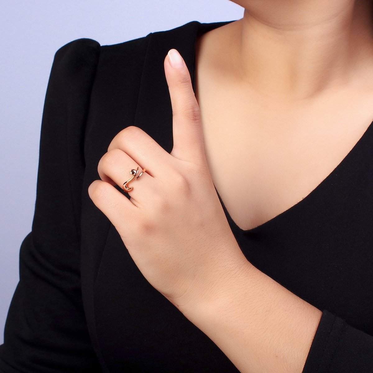 18K Gold Filled Forest Frog on Branch Minimalist Ring | R-108