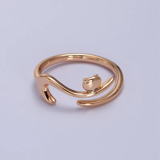 18K Gold Filled Forest Frog on Branch Minimalist Ring | R-108