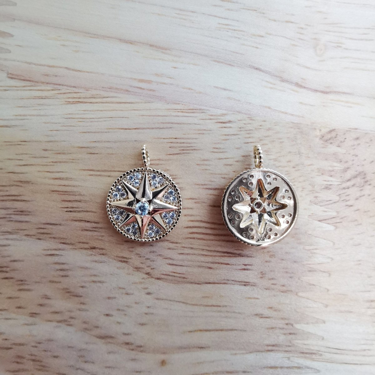 18K Gold Filled Gold Celestial Star, Shiny Starburst, Sunlight Sun, Northern Stars Charm Bracelet Earring Necklace for Jewelry Making D-494