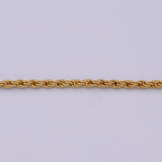18k Gold Plated Gold Twisted Rope Chain by Yard Chunky Twisted Rope chain for Jewelry Making | ROLL-566 Clearance Pricing
