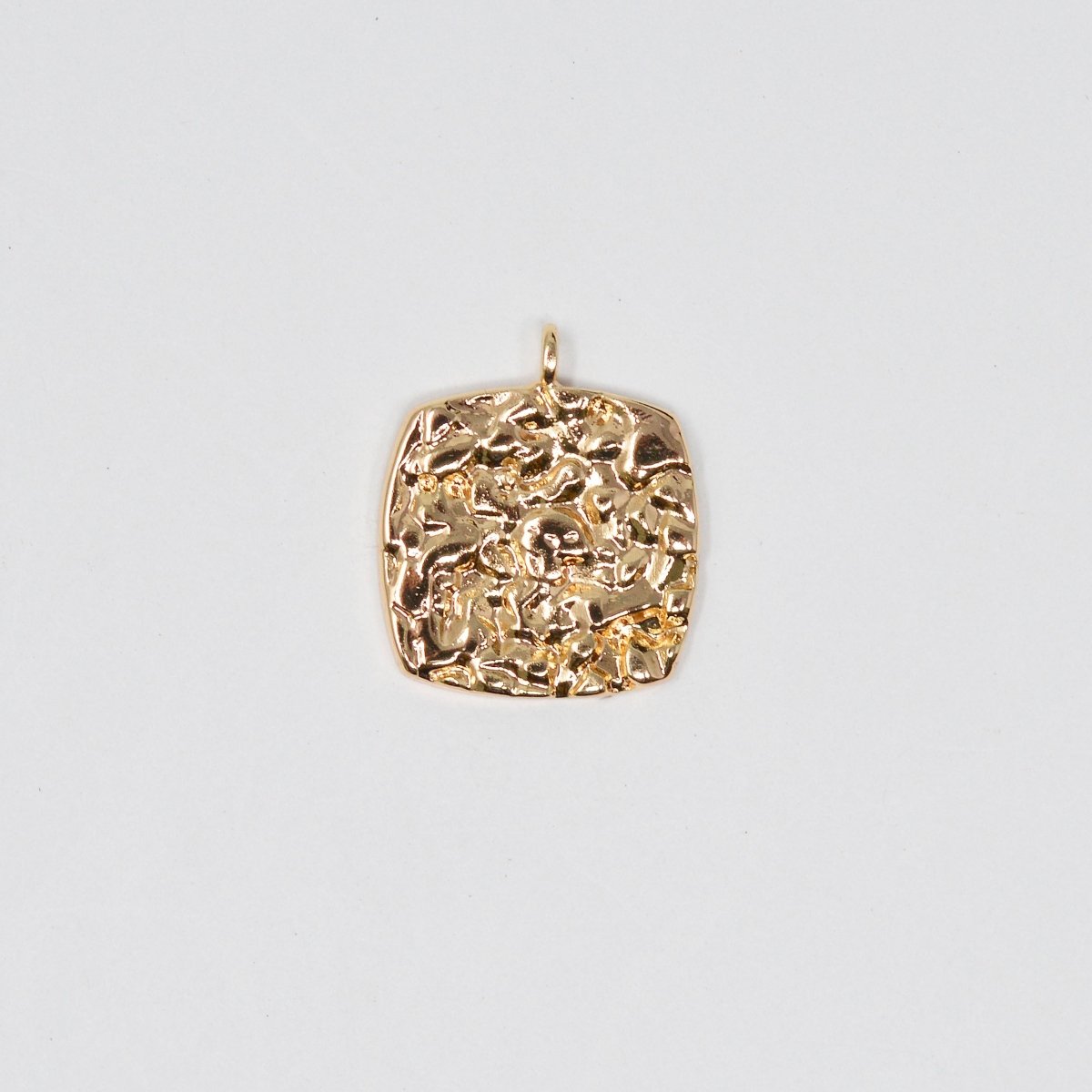 18K Gold Filled Hammered Rustic Mini Charm Gold Tiny Square Charm Geometric Tag for Necklace Bracelet Supply D-243