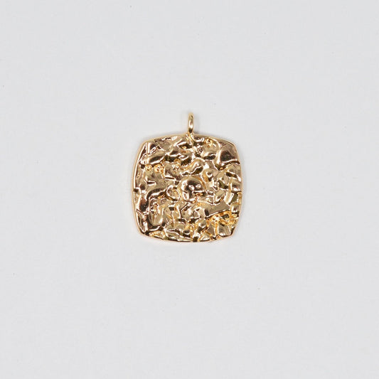 18K Gold Filled Hammered Rustic Mini Charm Gold Tiny Square Charm Geometric Tag for Necklace Bracelet Supply D-243
