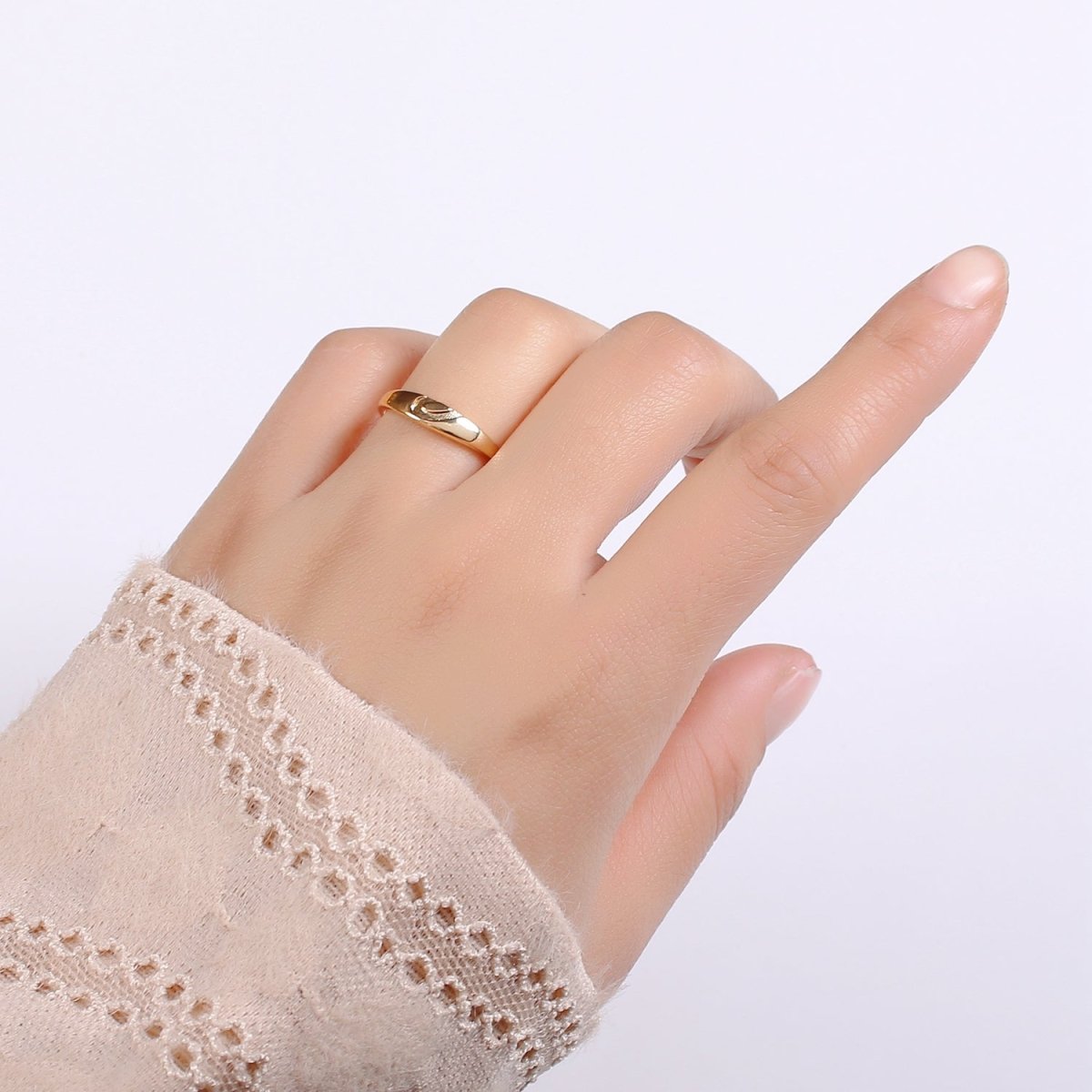 18K Gold Filled Heart Adjustable Ring - R309